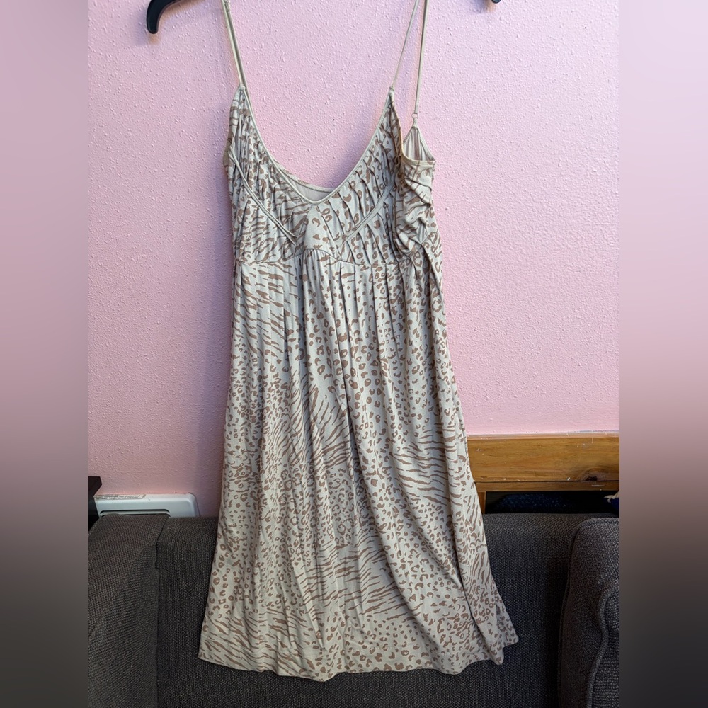 Tufi Duek Brown White Cheetah Animal print dress Vintage